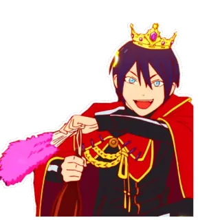 👑 Yato Noragami anime, crown, king, cape, Yato, Noragami whatsapp sticker