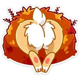 🍑 animal, conejo, trasero, esponjoso, cola, otoño, hojas telegram sticker