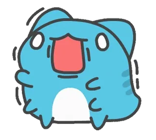 🥲 dễ thương, động vật, hoạt hình, hài hước, xanh lam, sinh vật whatsapp sticker