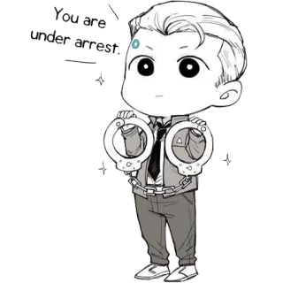 ☹️ Connor Detroit: Become Human You are under arrest. android, police, arrest, game character, fanart telegram sticker