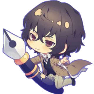 ✨ Dazai Osamu Bungou Stray Dogs Anime, Manga, Chibi, Personaje, Dibujos animados, Lindo telegram sticker