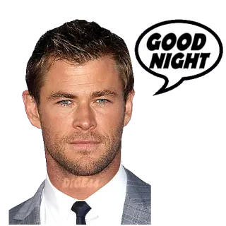 🛌 Chris Hemsworth GOOD NIGHT good night, greeting, actor, celebrity, man telegram sticker