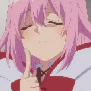 🧐 アニメ, 女の子, ピンク髪, 笑顔, 考え中 telegram sticker