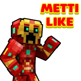 👍 METTI LIKE minecraft, creeper, armor, red, yellow, game, block, style telegram sticker
