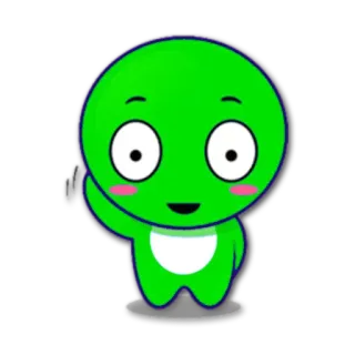 👋 green alien, cartoon character, cute, waving telegram sticker