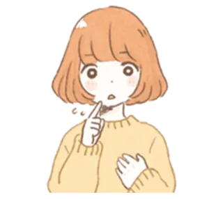 😶 Anime, Kreskówka, Dziewczyna, Postać, Uroczy, Kawaii, Zmartwiony, Myślący telegram sticker