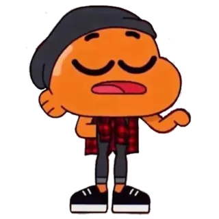 ☝️ Darwin Watterson The Amazing World of Gumball dibujo animado, pez, amigo, sombrero, franela, naranja whatsapp sticker