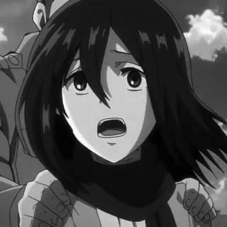 🗡 Mikasa Ackerman Attack on Titan Anime, Triste, Garota, Mikasa, Ataque dos Titãs, Personagem, Medo telegram sticker