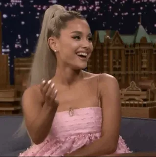 🌙 Ariana Grande singer, performer, celebrity, smiling, ponytail telegram sticker