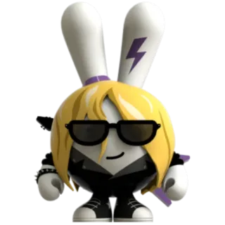 👨‍🎤 ของเล่น, กระต่าย, ไวนิลฟิกเกอร์, ของสะสม, สายฟ้า, พังก์, ผมสีบลอนด์ telegram sticker