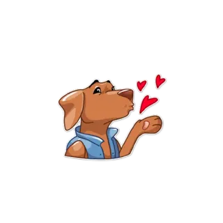 😘 cão, animal, amor, corações, desenho animado telegram sticker