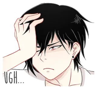 😠 UGH... ugh, poirytowany, anime, manga, ekspresja, niezadowolony whatsapp sticker