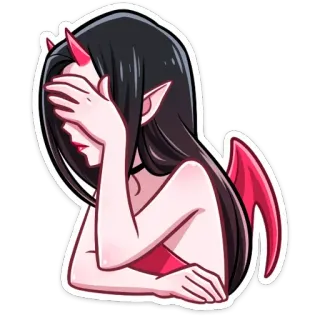 🤦‍♀️ quỷ, anime, ác quỷ, cô gái, elf, sừng whatsapp sticker