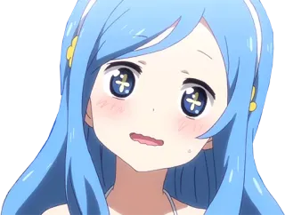 😕 anime, dibujos animados, chica, pelo azul, linda telegram sticker
