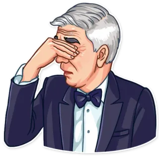 🤦‍♂️ ผู้ชาย, เอามือกุมหน้า, ผิดหวัง, เศร้า, สูท, หูกระต่าย, ภาพประกอบ telegram sticker