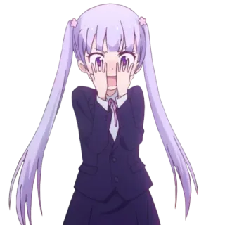 😱 anime, garota, surpresa, cabelo roxo, fofa, mangá telegram sticker