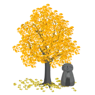 🍁 boom, herfst, herfst, gele bladeren, standbeeld, natuur telegram sticker