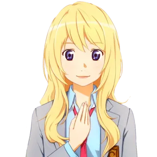 🤗 Kaori Miyazono Your Lie in April Anime, Femmina, Personaggio, Bionda, Uniforme scolastica telegram sticker