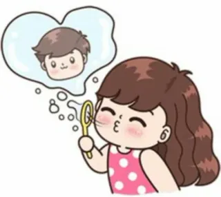 ❤️ 女孩, 男孩, 爱, 梦, 泡泡, 卡通 whatsapp sticker