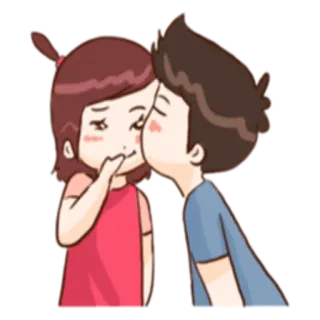 💋 baiser, couple, amour, dessin animé, affection, romance telegram sticker
