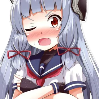 😳 anime, girl, cute, blush, sailor uniform, winking telegram sticker