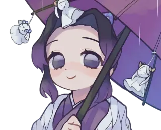 🧚‍♀ Shinobu Kocho Demon Slayer anime, demon slayer, shinobu kocho, cartoon, umbrella, cute telegram sticker