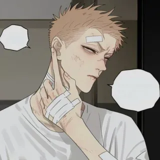 🐈 Anime, Herida, Vendajes, Personaje, Enojado, Triste telegram sticker
