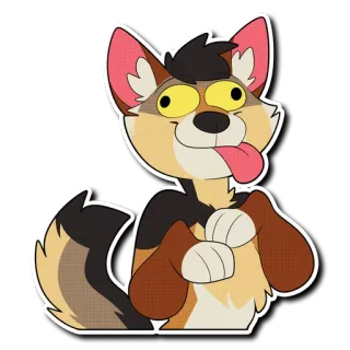 😜 cane, cartone animato, animale, felice, carino telegram sticker