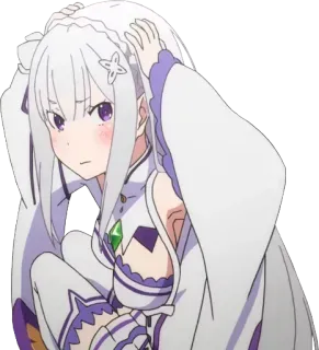 😣 Emilia Re:Zero Anime, Mädchen, Süß, Weißes Haar, Violette Augen, Emilia, Re:Zero whatsapp sticker