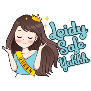 😚 Leidy Safe Yahkk QUEEN reina, mujer, dibujo animado, pegatina, chica, corona telegram sticker