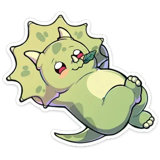 ⭐ dinosaure, tricératops, mignon, dessin animé, kawaii, animal, herbivore telegram sticker