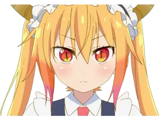 ☹ Tohru Miss Kobayashi's Dragon Maid drago, maid, anime, Tohru, corna telegram sticker