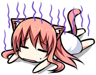 😩 Anime, Chibi, Épuisé, Oreilles de chat, Sueur, Mignon, Kawaii telegram sticker