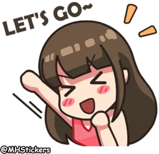 ✊ LET'S GO~! anime, excitement, lets go, cheer, enthusiastic telegram sticker