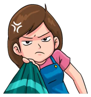 😡 tức giận, phụ nữ, phim hoạt hình, người hầu gái, nội trợ, khó chịu, nhân vật hoạt hình whatsapp sticker