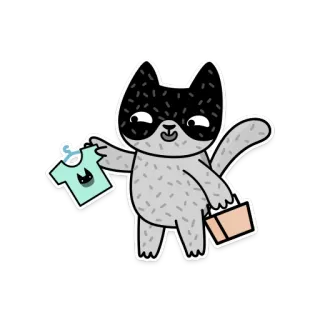 👕 고양이, 쇼핑, 티셔츠, 가방, 만화, 동물, 귀여운 telegram sticker