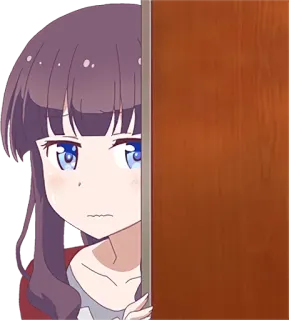 😕 Anime, Chica, Asomándose, Tímida, Linda, Pelo morado, Ojos azules telegram sticker