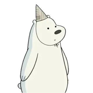 🎉 Ice Bear We Bare Bears Urso Polar, Irmão Urso, desenho animado, urso, animal, fofo, chapéu de festa telegram sticker