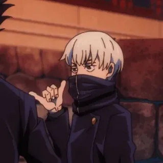 ☁️ Toge Inumaki Jujutsu Kaisen Аниме, Тоге Инумаки, Jujutsu Kaisen, Персонаж, Стикер, Знак Шака telegram sticker