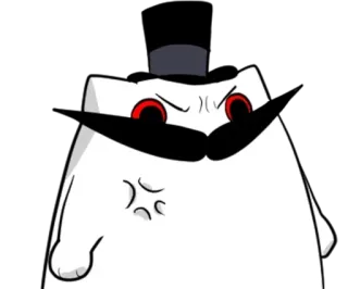 🌟 Cartone animato, Arrabbiato, Baffi, Cappello a cilindro, Gatto, Meme telegram sticker