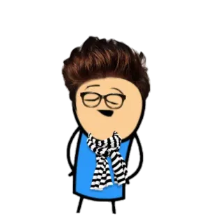 ☺️ Cyanide and Happiness, การ์ตูน, ตัวละคร, แว่นตา, ผ้าพันคอ telegram sticker