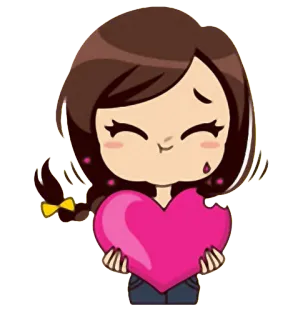 ❤ dibujos animados, corazón, lindo, chica, amor, emoción, pegatina whatsapp sticker