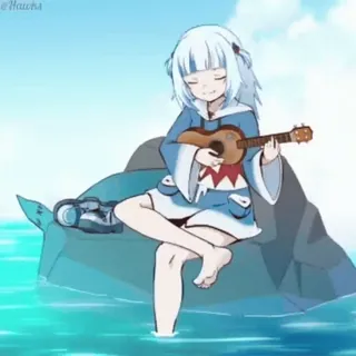 🎸 Gawr Gura Anime, Mignon, VTuber, Requin, Ukulélé, Gawr Gura whatsapp sticker