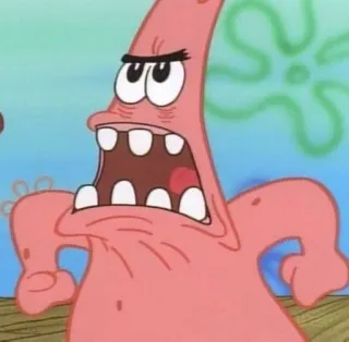 🌟 Patrick Star SpongeBob SquarePants patrick star, spongebob, cartone animato, arrabbiato, divertente, meme, nickelodeon telegram sticker