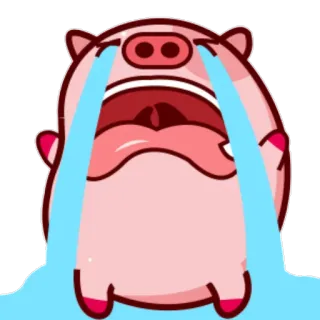 😢 pleurer, cochon, triste, dessin animé, émotion, larmes whatsapp sticker