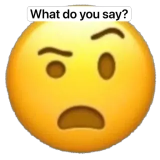 🫥 What do you say? Emoji, Pregunta, Sospechoso, Amarillo, Dibujo animado telegram sticker