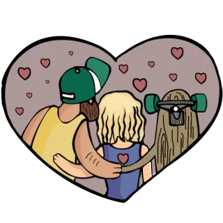 ❤ heart, love, skateboard, couple, sticker, illustration telegram sticker