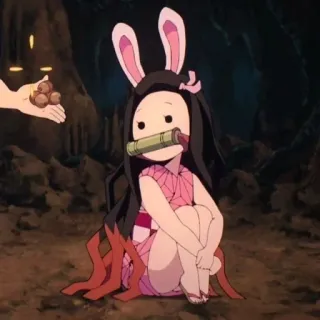 🐰 Nezuko Kamado Demon Slayer anime, nezuko, demon slayer, hasenohren, süß whatsapp sticker