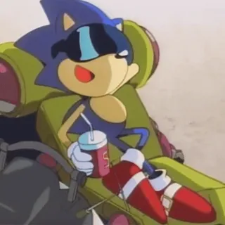 😎 Sonic Соник, Мультфильм, Расслабляющий, Пьющий, Солнцезащитные очки telegram sticker