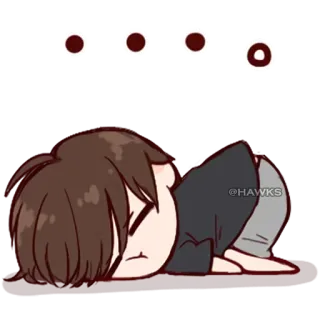 💞 anime, tired, exhausted, cartoon, sad telegram sticker